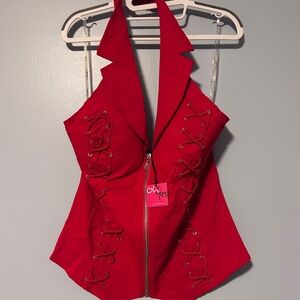 Women's Vibrant Red Utility Halter Top 3XL